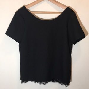 Black C&E blouse with lace liner.